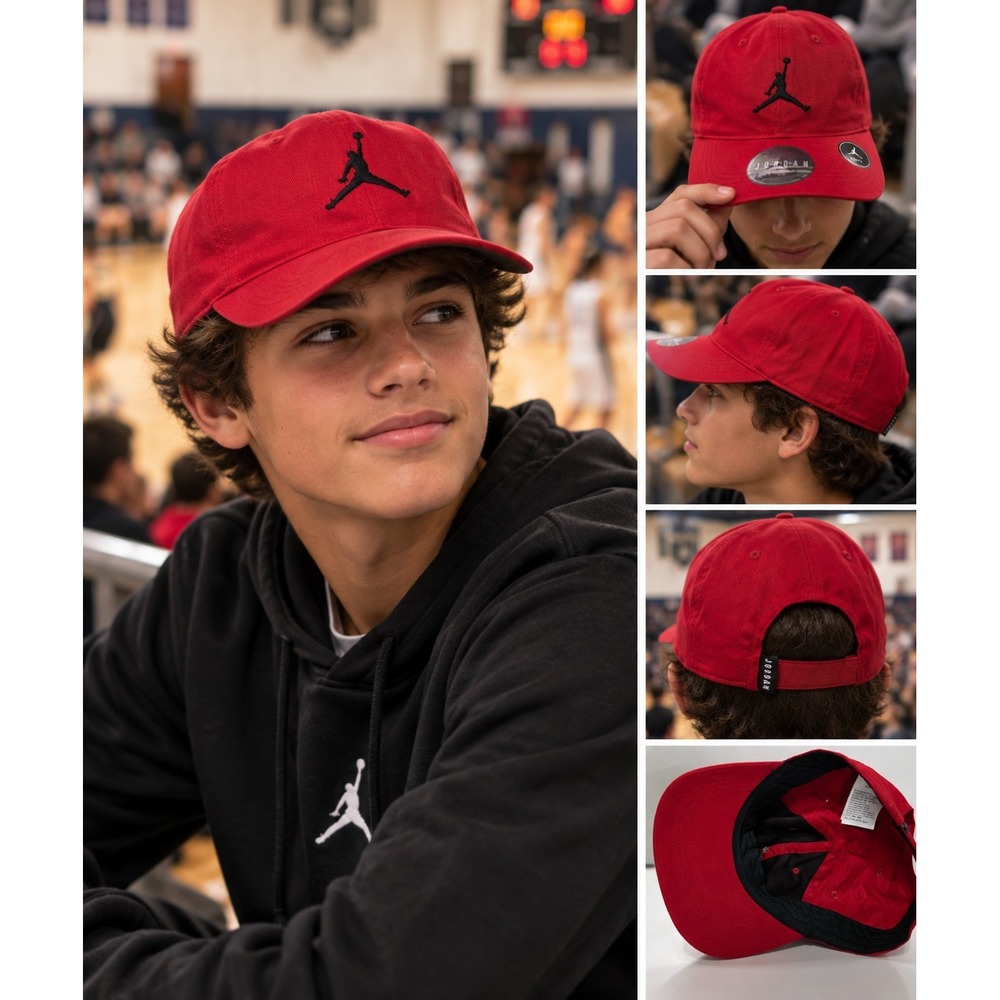Jordan Youth Baseball Hat Red Jumpman Embroidered Adjustable Strapback #1638